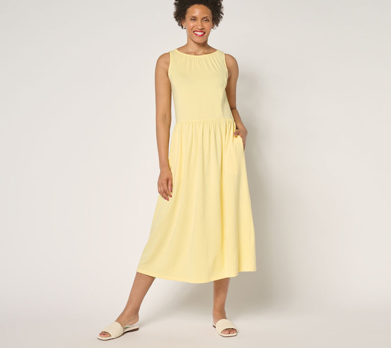 Denim & Co. Beach Jersey Petite Boatneck Midi Dress — View 4