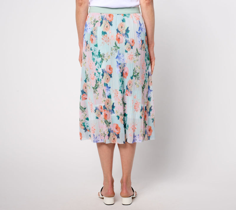 Isaac Mizrahi Live! Regular Pleated Mesh Pull On Midi Skirt — View 5