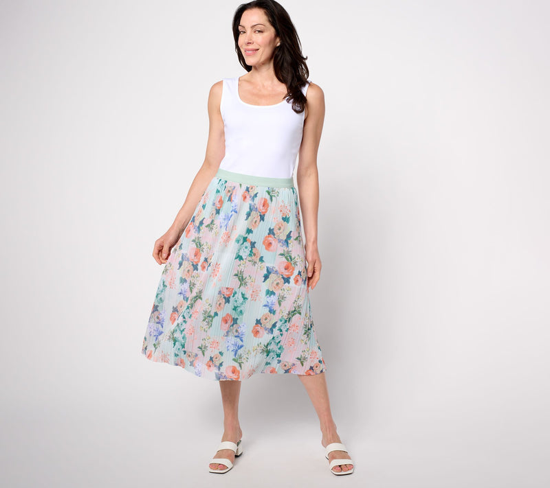 Isaac Mizrahi Live! Regular Pleated Mesh Pull On Midi Skirt — View 6