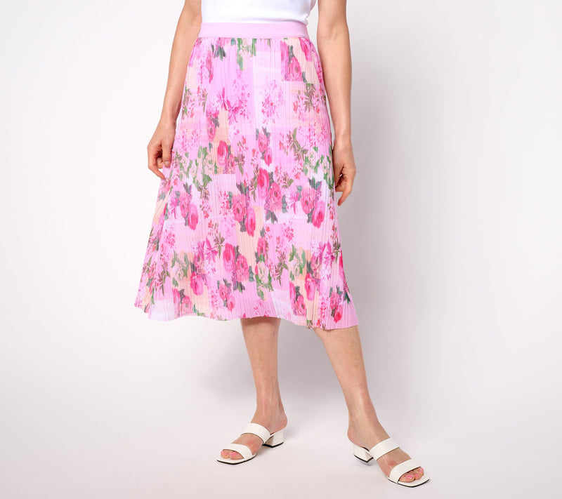 Isaac Mizrahi Live! Petite Pleated Mesh Pull On Midi Skirt — View 11