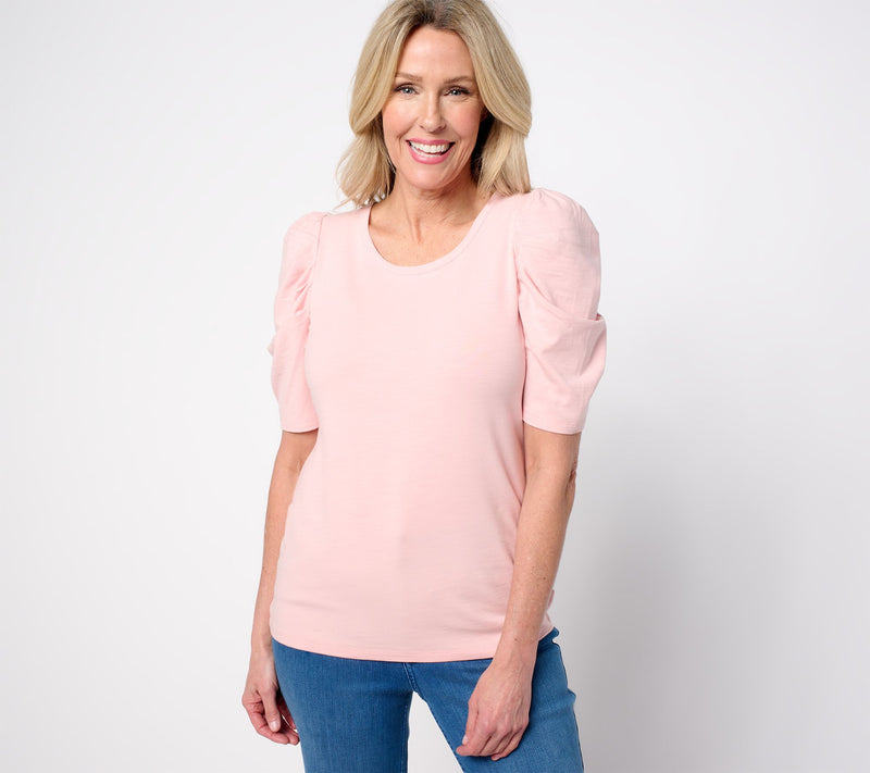 Studio Park x Rosina Grosso Ruched Sleeve Knit Top — View 12
