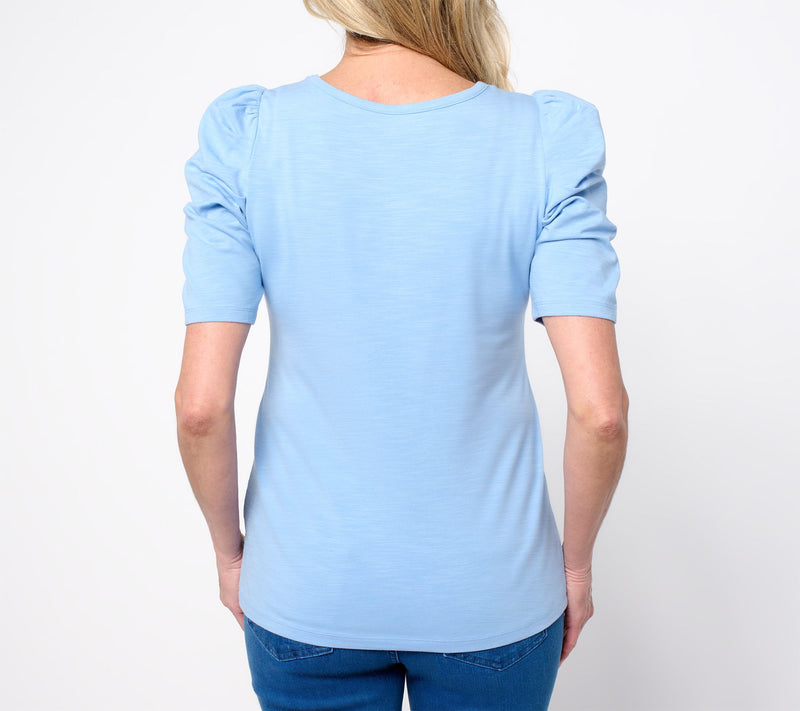 Studio Park x Rosina Grosso Ruched Sleeve Knit Top — View 4