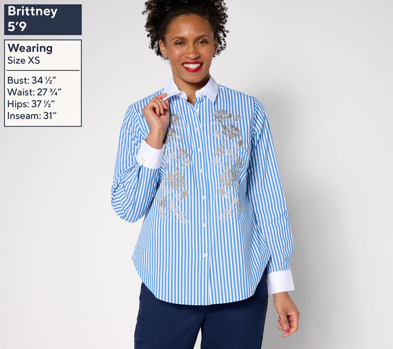 Studio Park x Rosina Grosso Embroidered Button Front Shirt — View 3