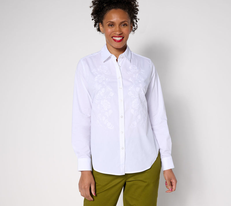 Studio Park x Rosina Grosso Embroidered Button Front Shirt — View 12