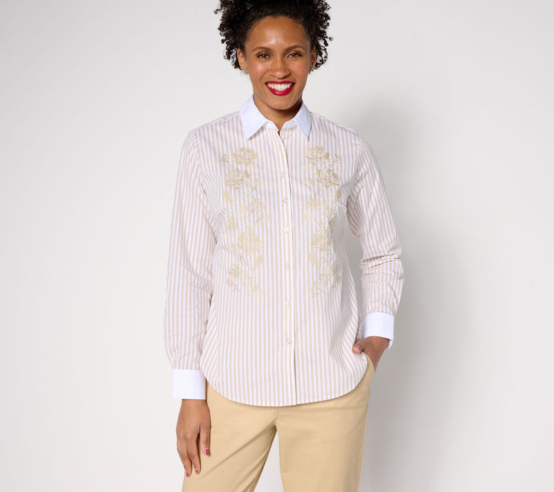 Studio Park x Rosina Grosso Embroidered Button Front Shirt — View 13
