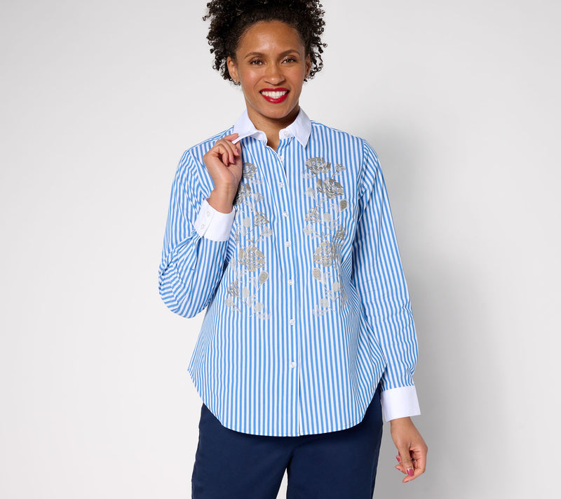 Studio Park x Rosina Grosso Embroidered Button Front Shirt — Main view