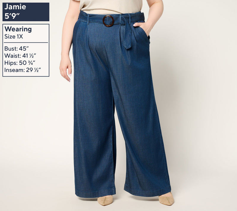 Studio Park x Rosina Grosso Petite Pull-On Stretch Lyocell Wide Leg Pant — View 4