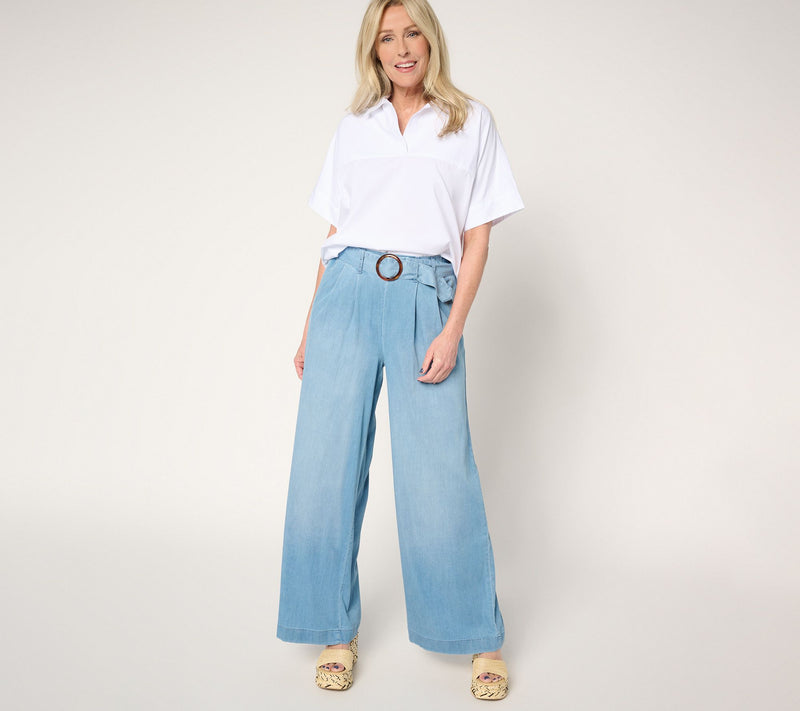 Studio Park x Rosina Grosso Petite Pull-On Stretch Lyocell Wide Leg Pant — View 7