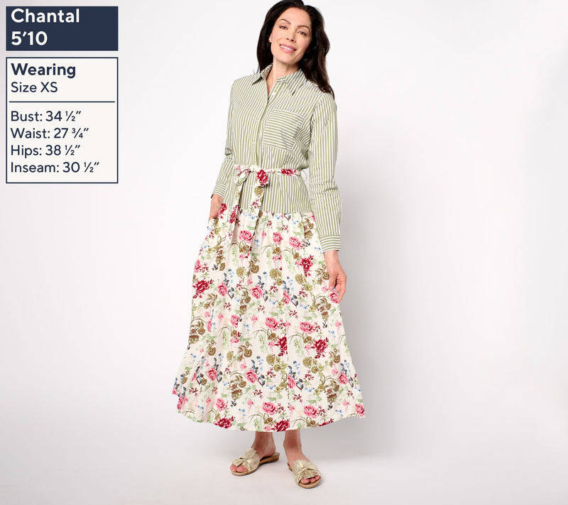 Studio Park x Rosina Grosso Petite Printed Mixed Media Maxi Shirtdress — View 2