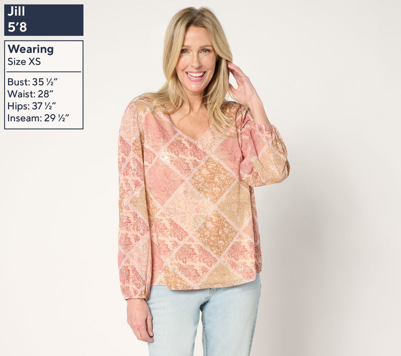 Studio Park x Rosina Grosso Foil Printed Chiffon Blouse — View 5