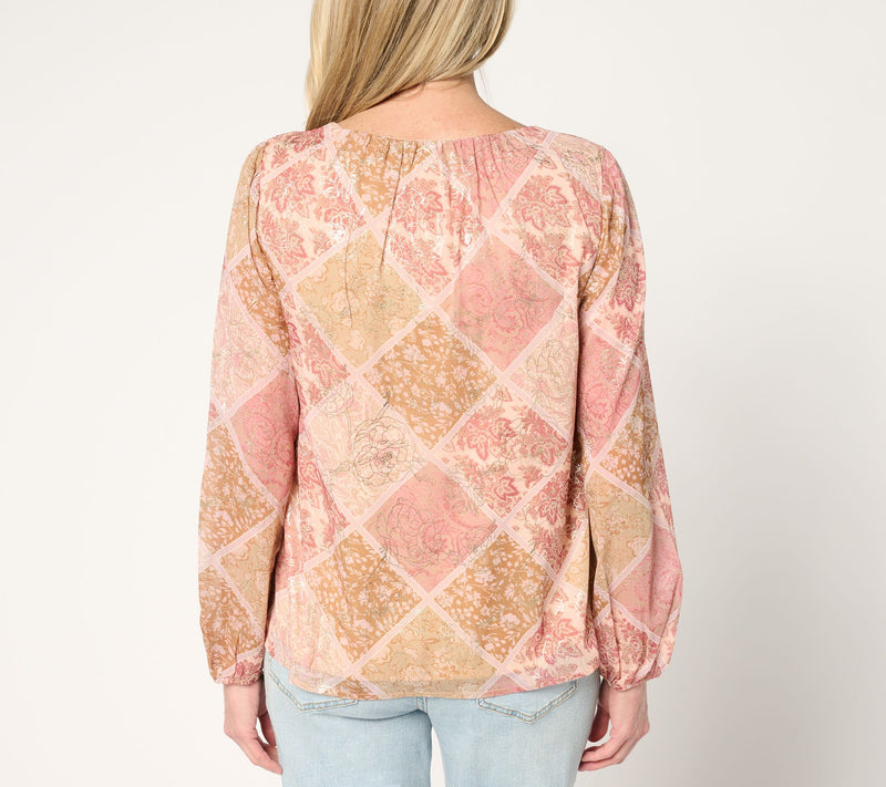 Studio Park x Rosina Grosso Foil Printed Chiffon Blouse — View 6