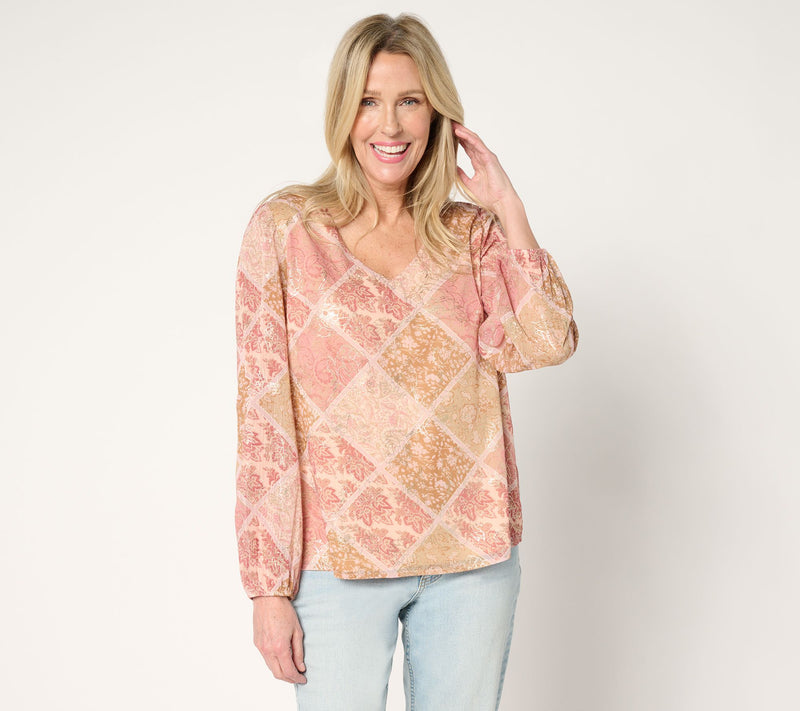 Studio Park x Rosina Grosso Foil Printed Chiffon Blouse — View 3