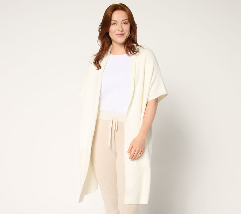 Barefoot Dreams CozyChic Lite Short Sleeve Ribbed Shawl Collar Wrap — View 9