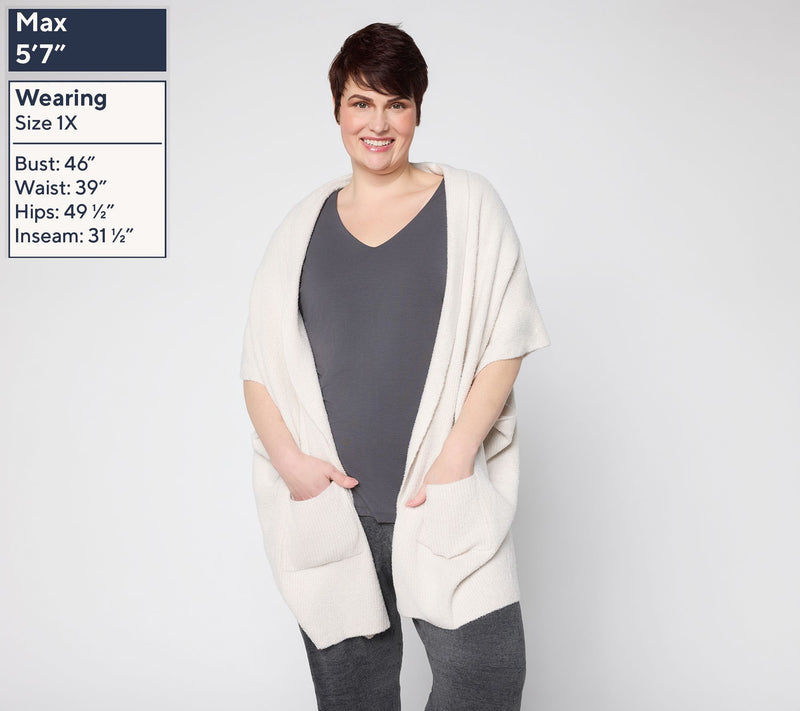 Barefoot Dreams CozyChic Lite Short Sleeve Ribbed Shawl Collar Wrap — View 14