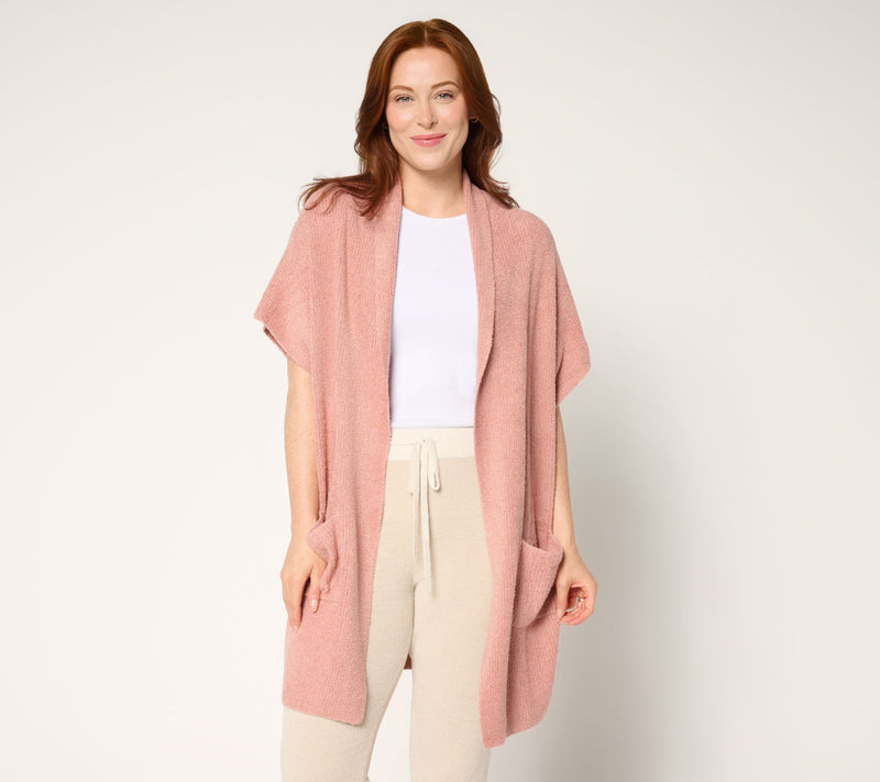 Barefoot Dreams CozyChic Lite Short Sleeve Ribbed Shawl Collar Wrap — View 13