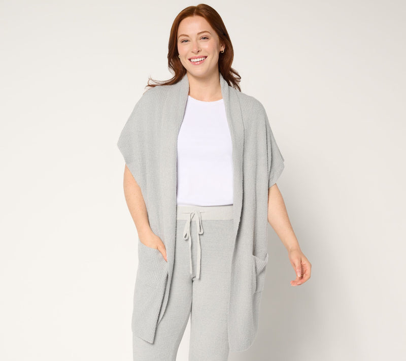 Barefoot Dreams CozyChic Lite Short Sleeve Ribbed Shawl Collar Wrap — View 11