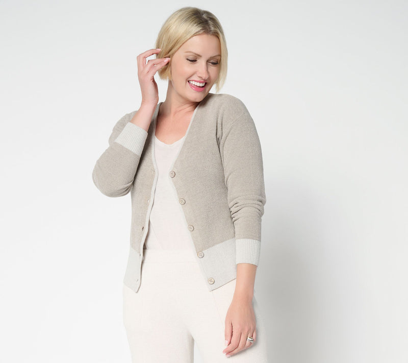 Barefoot Dreams CozyChic Ultra Lite Color Block Button Front Cardigan — View 15