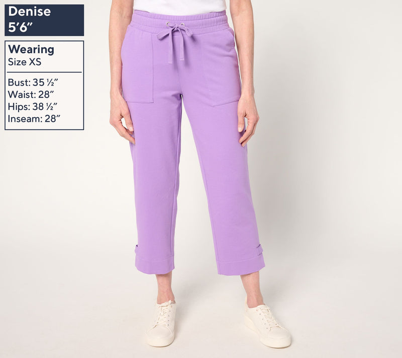 Sport Savvy Regular French Terry Capri Pant with Button Tab Hem — View 3