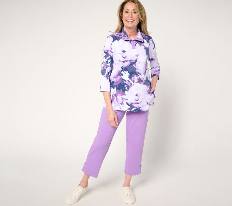 Sport Savvy Petite French Terry Capri Pant with Button Tab Hem — View 5