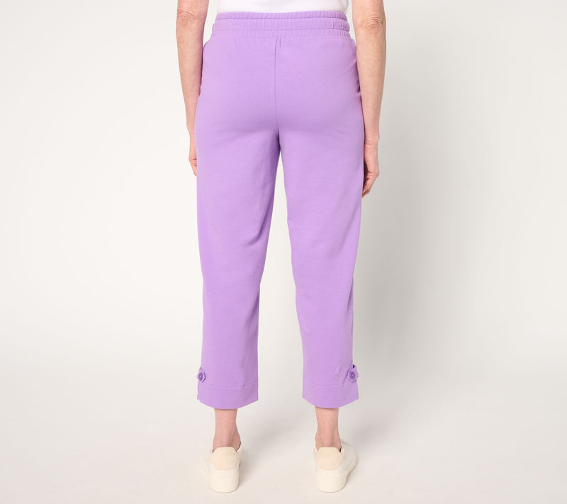 Sport Savvy Petite French Terry Capri Pant with Button Tab Hem — View 4