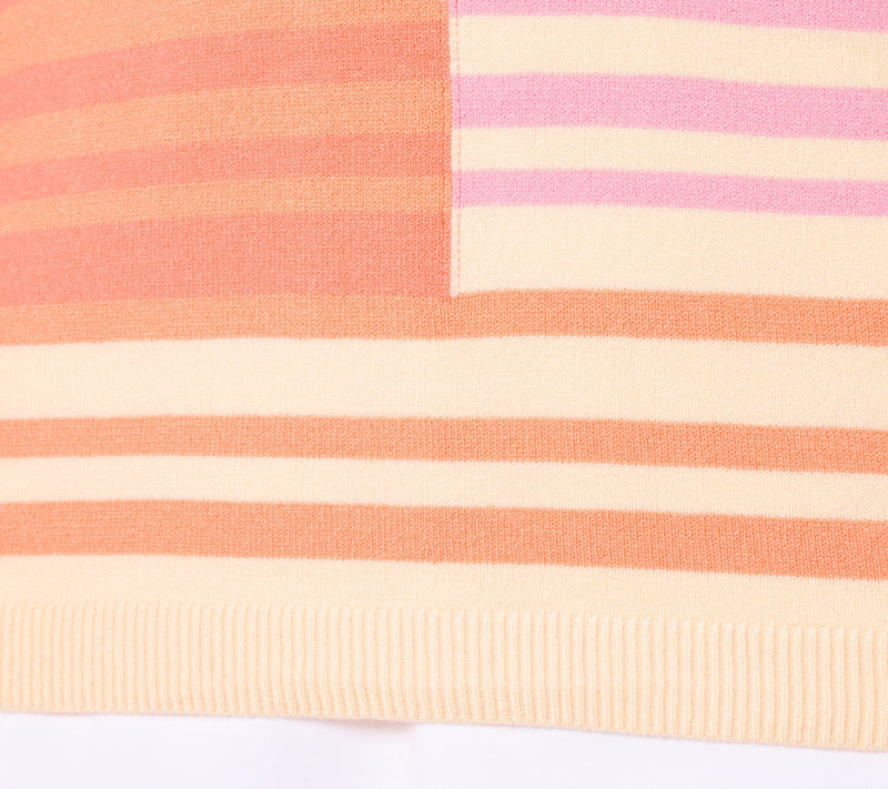 Sport Savvy Short Sleeve Spliced Stripe V-Neck Sweater — View 6