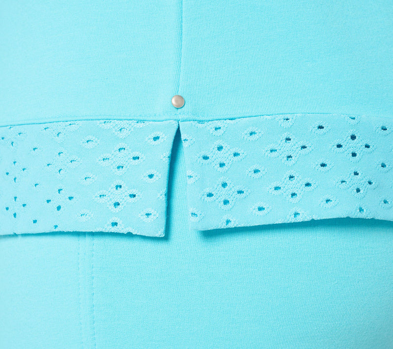 Sport Savvy Eyelet and French Terry Elbow Sleeve Top — View 6