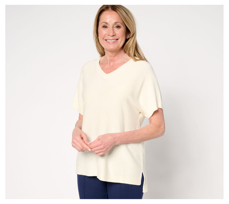 Joan Rivers Short Sleeve V-Neck Sweater — View 11