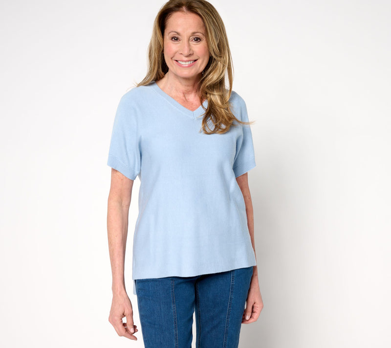 Joan Rivers Short Sleeve V-Neck Sweater — View 12