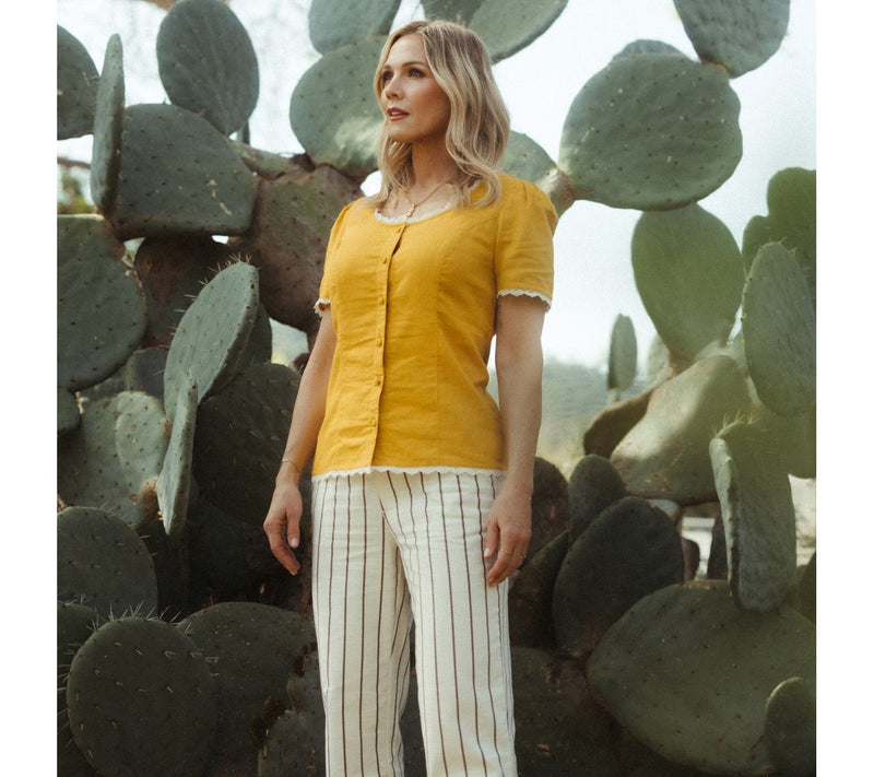 Me by Jennie Garth Lizzy Lou Linen Blouse — View 8