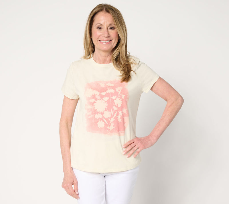 Me by Jennie Garth 100% Cotton Flower Press Graphic Tee — Main view