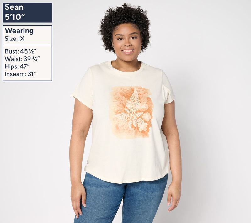 Me by Jennie Garth 100% Cotton Flower Press Graphic Tee — View 2
