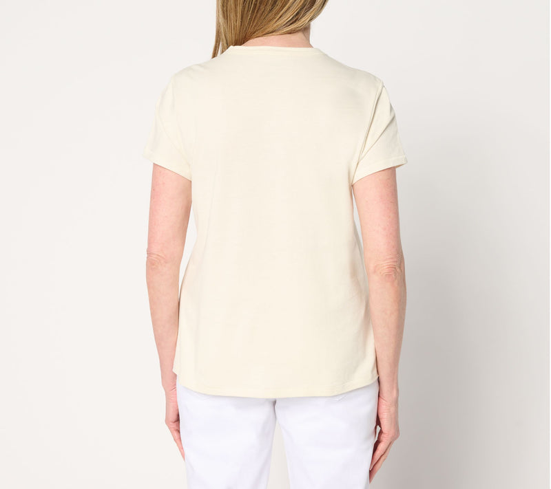 Me by Jennie Garth 100% Cotton Flower Press Graphic Tee — View 4