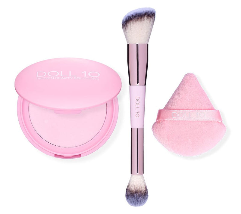Doll 10 Pink Pressed Powder with Double-Ended Brush & Puff — Main view