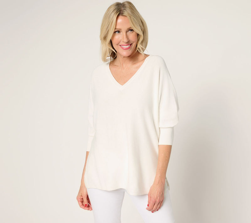 Carla Rockmore Collection V-Neck Dolman-Sleeve Sweater — View 9