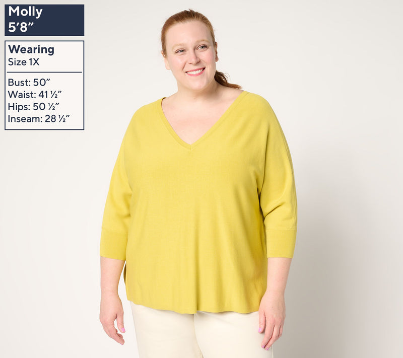 Carla Rockmore Collection V-Neck Dolman-Sleeve Sweater — View 10