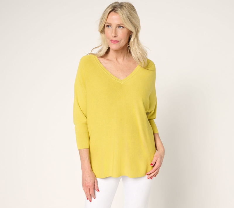 Carla Rockmore Collection V-Neck Dolman-Sleeve Sweater — View 5