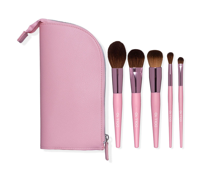 DOLL 10 Seas the Day 5pc Vegan Brush Collection with Travel Case — Main view