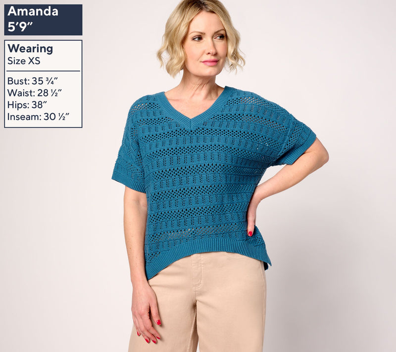 Women with Control 100% Cotton Crochet Sweater — View 9