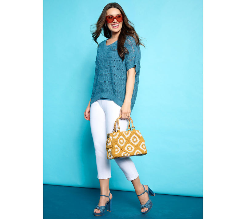 Women with Control 100% Cotton Crochet Sweater — View 13