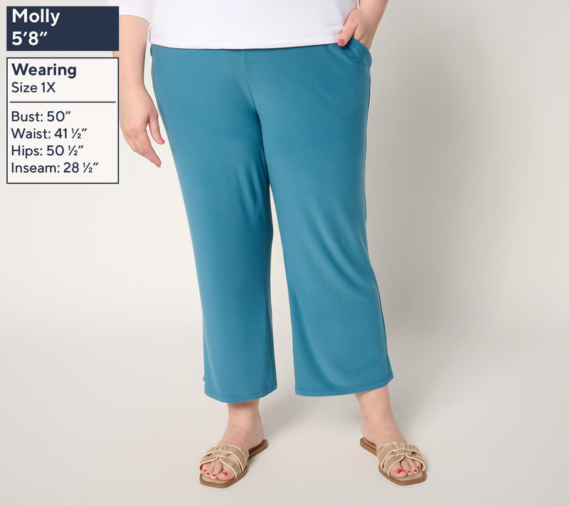 Women with Control Regular La Roma Jersey Wide Leg Crop Pants — View 10