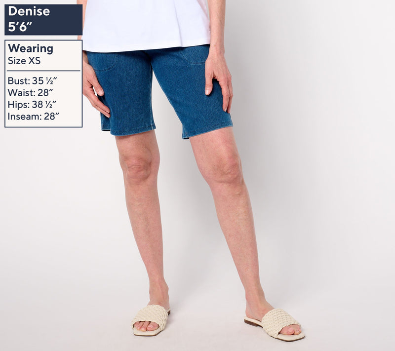 Women with Control Tummy Control Prime Stretch Denim Regular Shorts — View 3