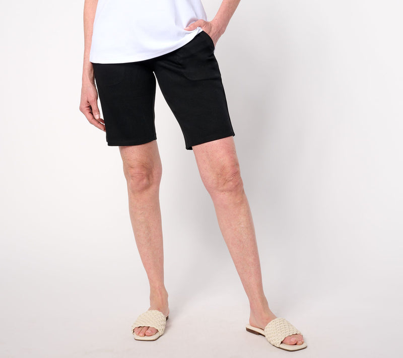 Women with Control Tummy Control Prime Stretch Denim Petite Shorts — View 10