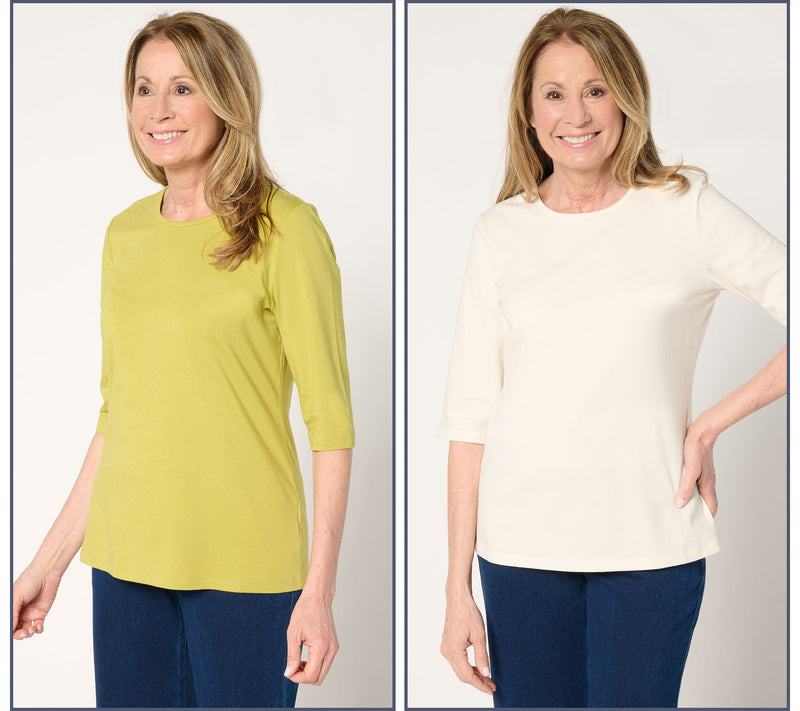 Denim & Co. Essentials 2-Pack Favorite Jersey Ballet Sleeve Tops — Main view