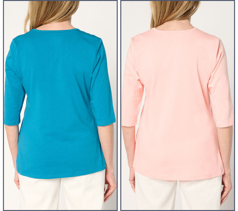 Denim & Co. Essentials 2-Pack Favorite Jersey Ballet Sleeve Tops — View 14