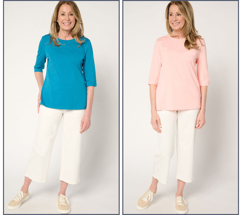 Denim & Co. Essentials 2-Pack Favorite Jersey Ballet Sleeve Tops — View 15