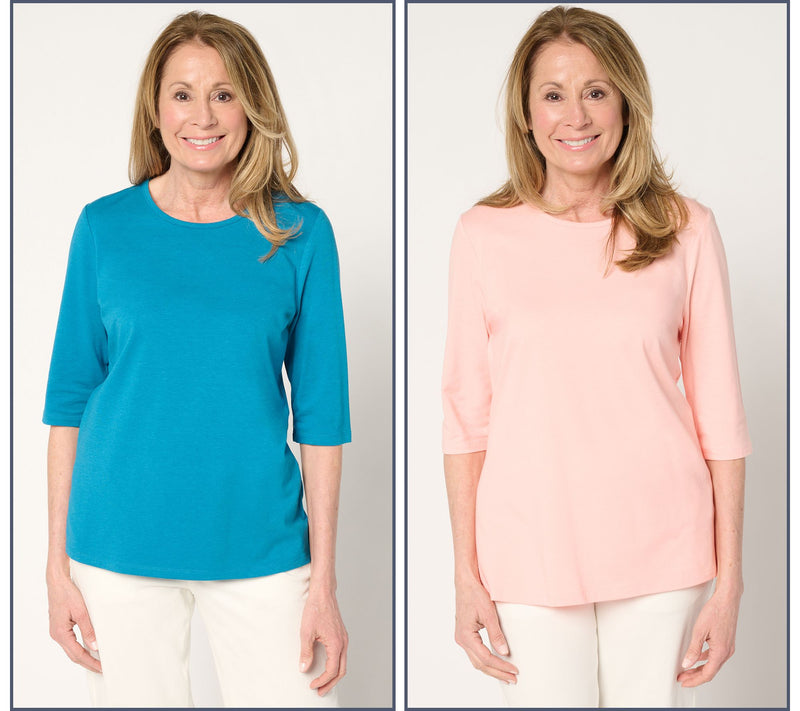 Denim & Co. Essentials 2-Pack Favorite Jersey Ballet Sleeve Tops — View 7