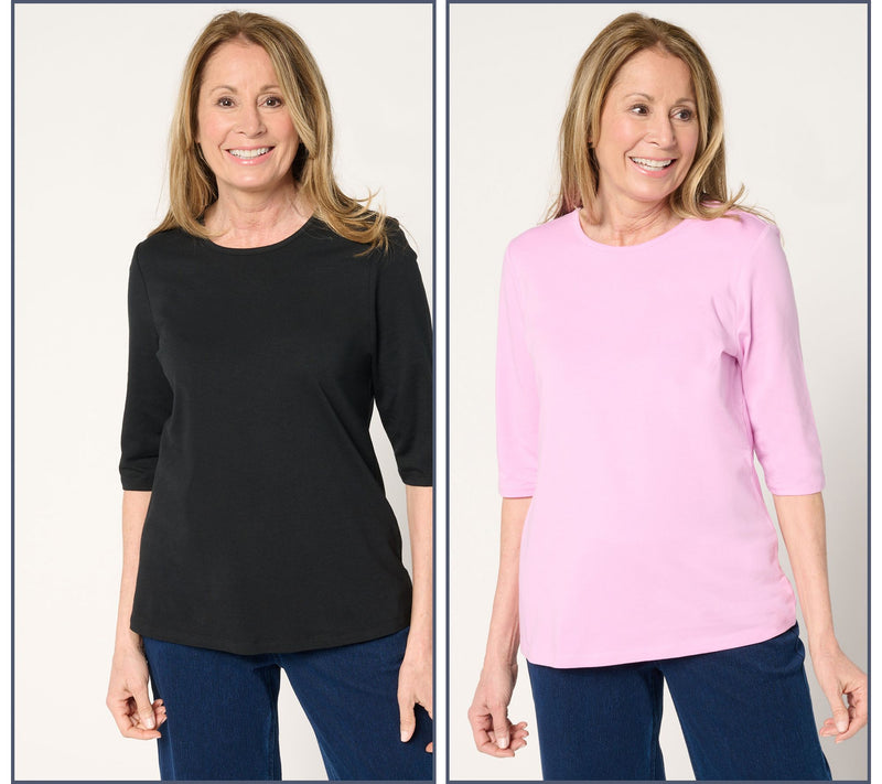 Denim & Co. Essentials 2-Pack Favorite Jersey Ballet Sleeve Tops — View 11