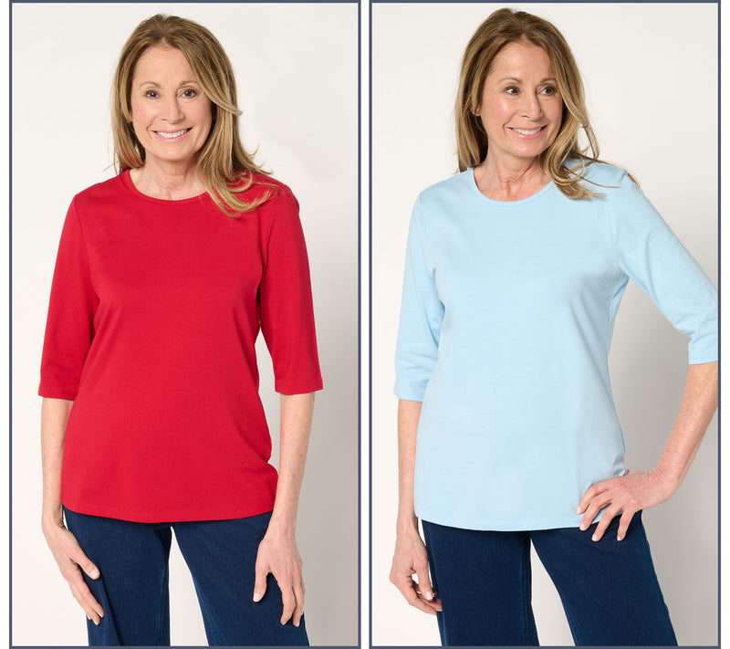 Denim & Co. Essentials 2-Pack Favorite Jersey Ballet Sleeve Tops — View 5