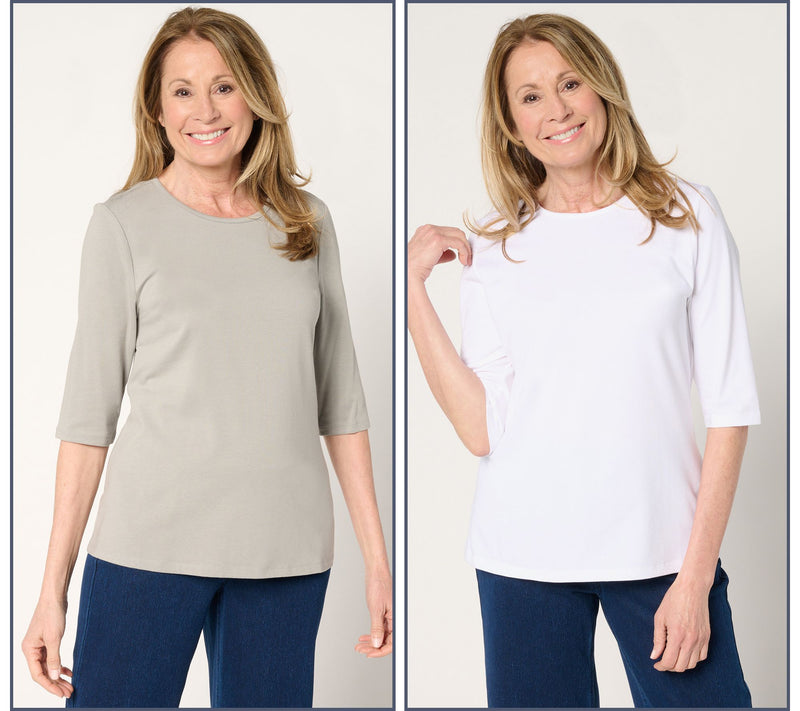 Denim & Co. Essentials 2-Pack Favorite Jersey Ballet Sleeve Tops — View 9
