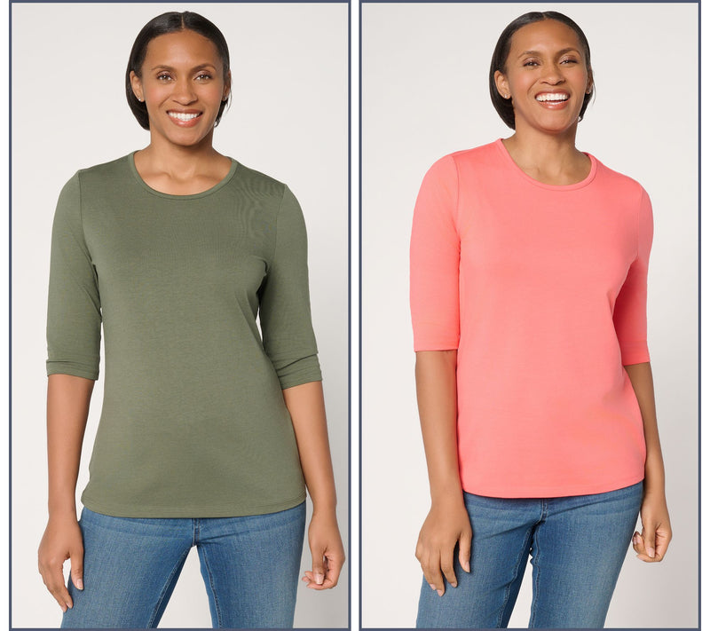 Denim & Co. Essentials 2-Pack Favorite Jersey Ballet Sleeve Tops — View 20